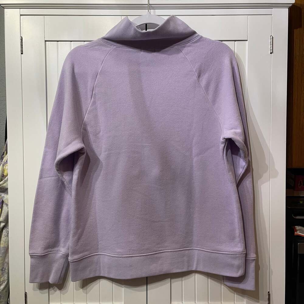J.Crew Womens Sweatshirt Lavender XL Button Mock Neck Pullover Fleece Preppy - Picture 2 of 9